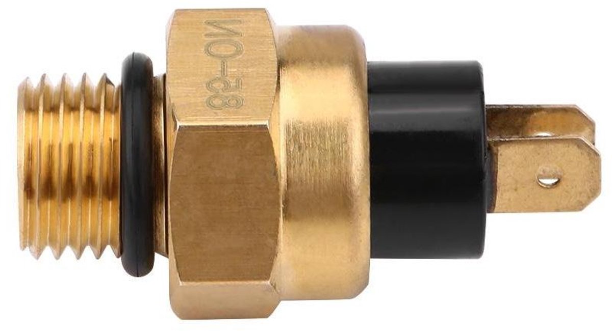 Temperatuurschakelaar Ventilator - Thermostaat Schakelaar - Motor Koeling - Koperen Materiaal - 4.3 x 2.1 cm - Geel Zwart