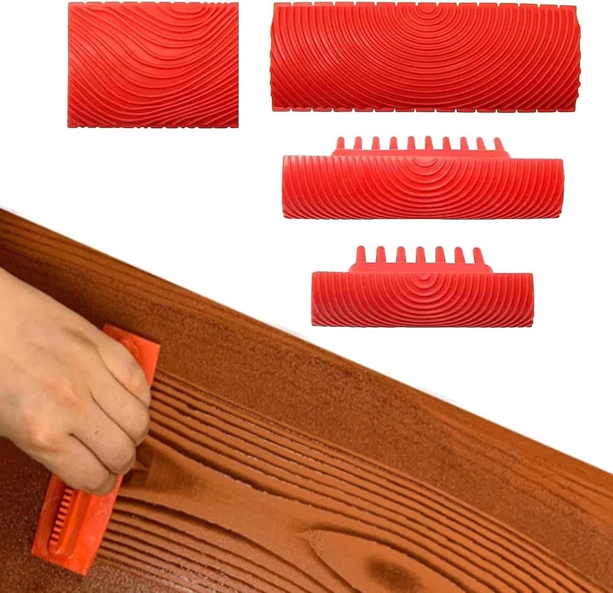 Houtnerf Gereedschap - Houtnerf Roller - Muren Decoreren - Natuurlijke Houttextuur - 1 x 1 x 1 cm - Niet gespecificeerd