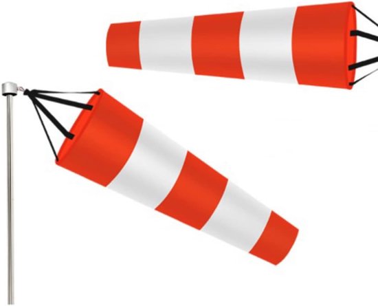 Windsok - Windzak Windmeter - Windrichting Meten - Reflecterende Strepen - 60-100cm - Rood Wit — afbeelding 4