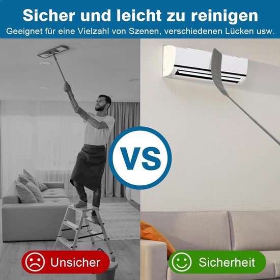 Stoffer Verlengbaar - Plumeau Telescoop - Huis Reinigen - Flexibele Kop - 250 cm - Grijs — afbeelding 2