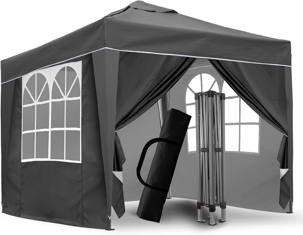 Pop Up Tent - Feesttent Paviljoen - Buitenfeesten Organiseren - Volledig Waterdicht - 3x3m - Grijs