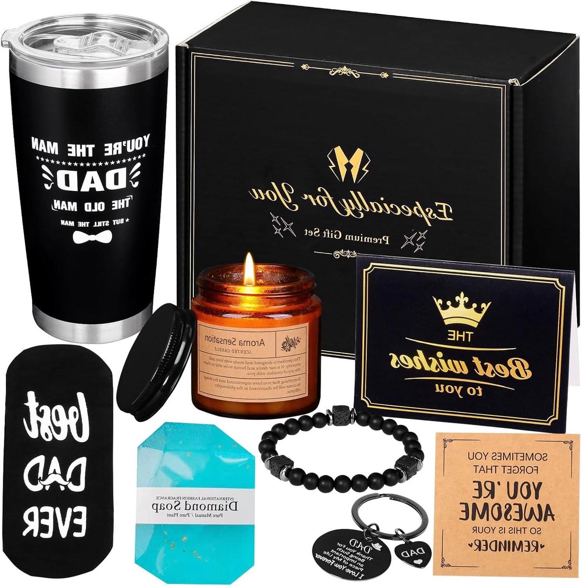 Cadeauset Heren - Geschenkbox Mannen - Ontspanning en Genieten - Inclusief Mok en Kaars - 760 g - Zwart