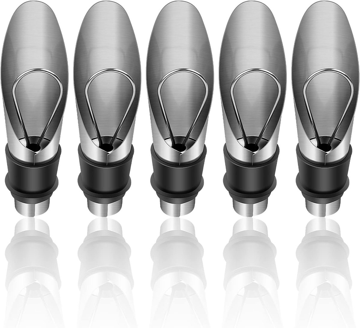 5 stuks wijnschenktuit, wijnschenker met sluiting, wijnbeluchter roestvrij staal, voor gezinnen, familiefeesten