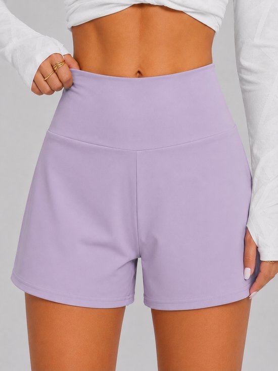 Pantalon de sport - Short d'été - Avec poche - Ample et confortable - Séchage rapide et respirant - Avec poches - Tissu extensible - Design deux pièces tendance - Violet - Taille L