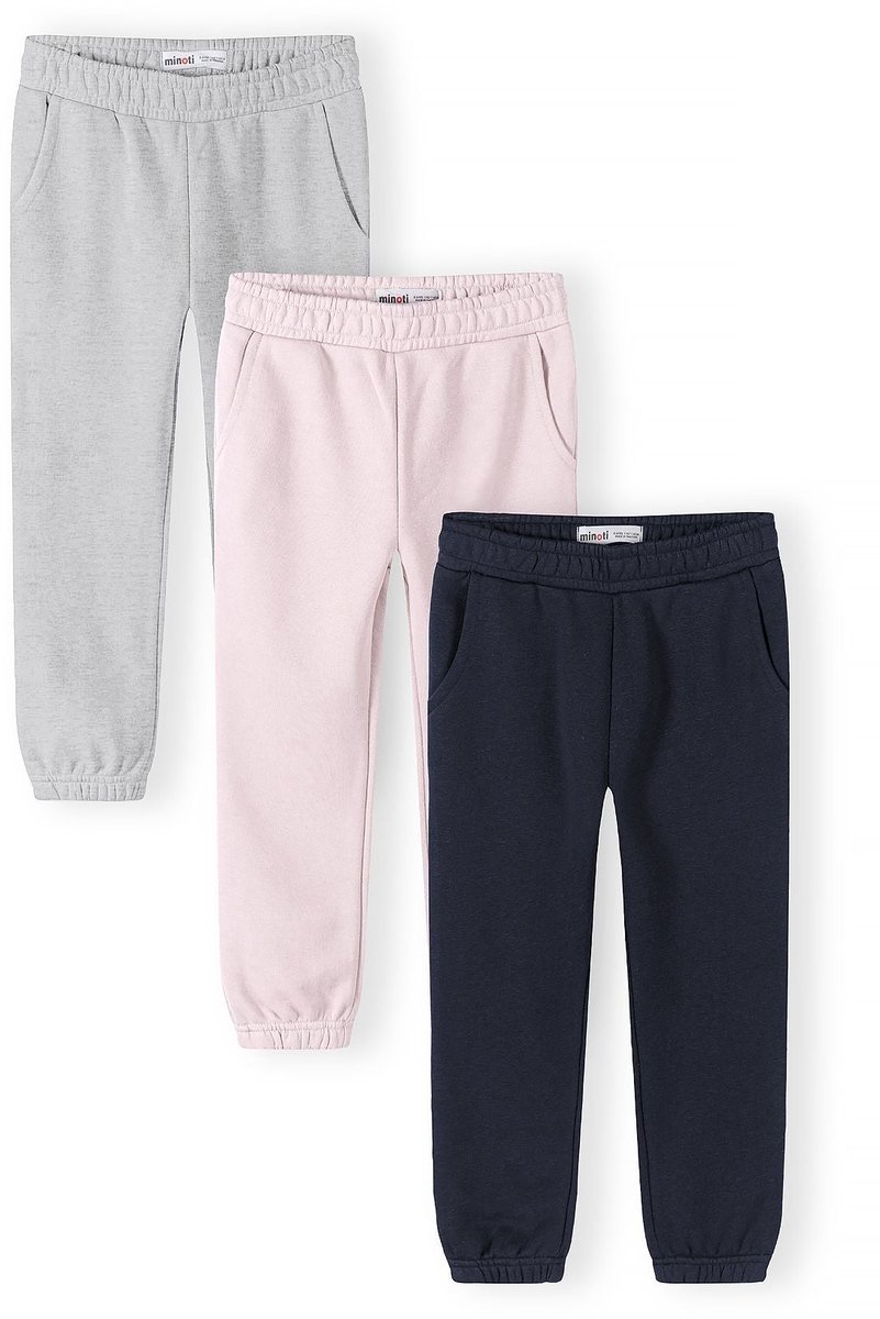Minoti joggingbroek meisjes 3-pack met zijzakken - katoen - roze