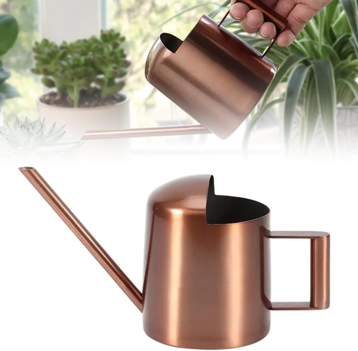 Roestvrijstalen Gieter 300 ml - Mini Gieter Met Lange Hals Voor Kamerplanten, Potplanten, Hangplanten - Thuis en Kantoor (Brons)