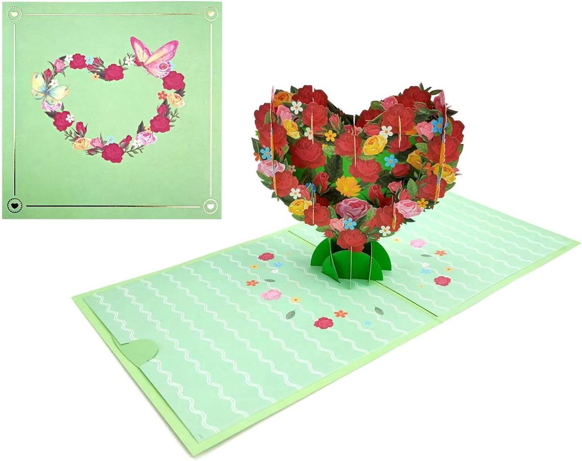 Pop-up Wenskaart - 3D Kaart Bloemenkaart - Verjaardag Vieren - Met Losse Wenskaart - 15 cm x 15 cm - Meerkleurig