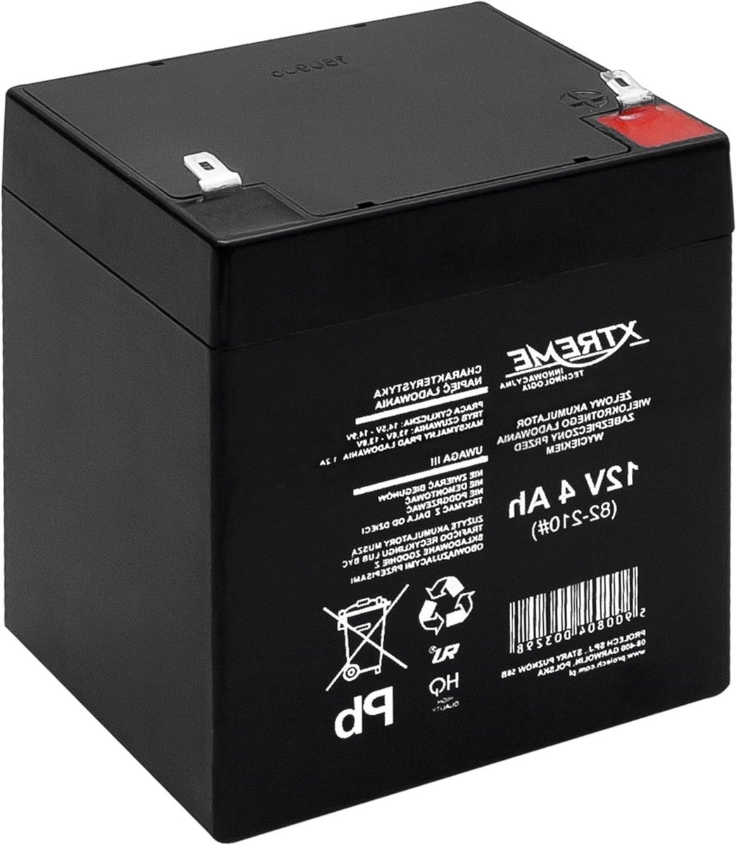 AGM Gel Batterij - Loodaccu Deep Cycle Batterij - Noodstroom Toepassingen - Onderhoudsvrij Lekvrij - 12 Volt 4 Ah - Zwart