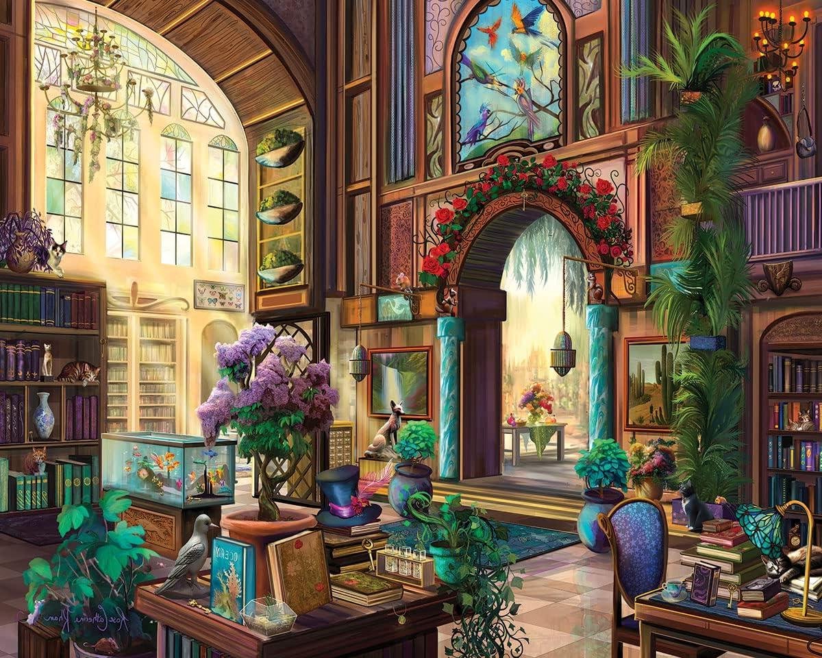 Legpuzzel Botanische Bibliotheek - Puzzel 1000 Stukjes - Ontspanning Thuis - Grotere Stukjes - 76 x 61 cm - Multicolor