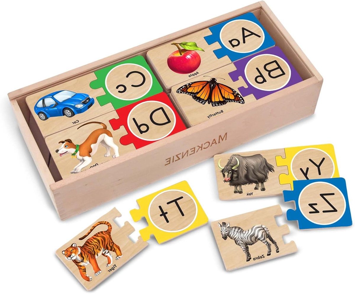 Zelfcorrigerende Letterpuzzels - Educatieve Puzzel - Leren Lezen - Elk Stuk Past Slechts Eens - 52 Stukken - Blauw