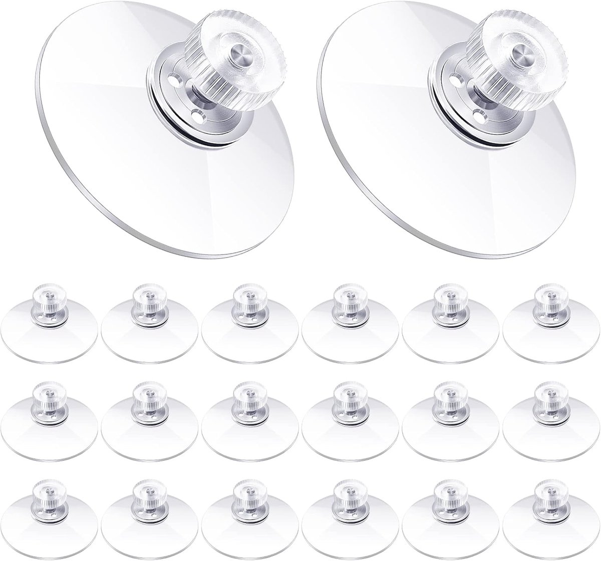 20 stuks zelfklevende zuignappen met schroeven en moeren, plastic zuignappen van 30 mm, transparante PVC zuignappen met sterke kleefkracht, geschikt voor ramen, autoruiten, zonwering, glas, badkamermuren en deuren.