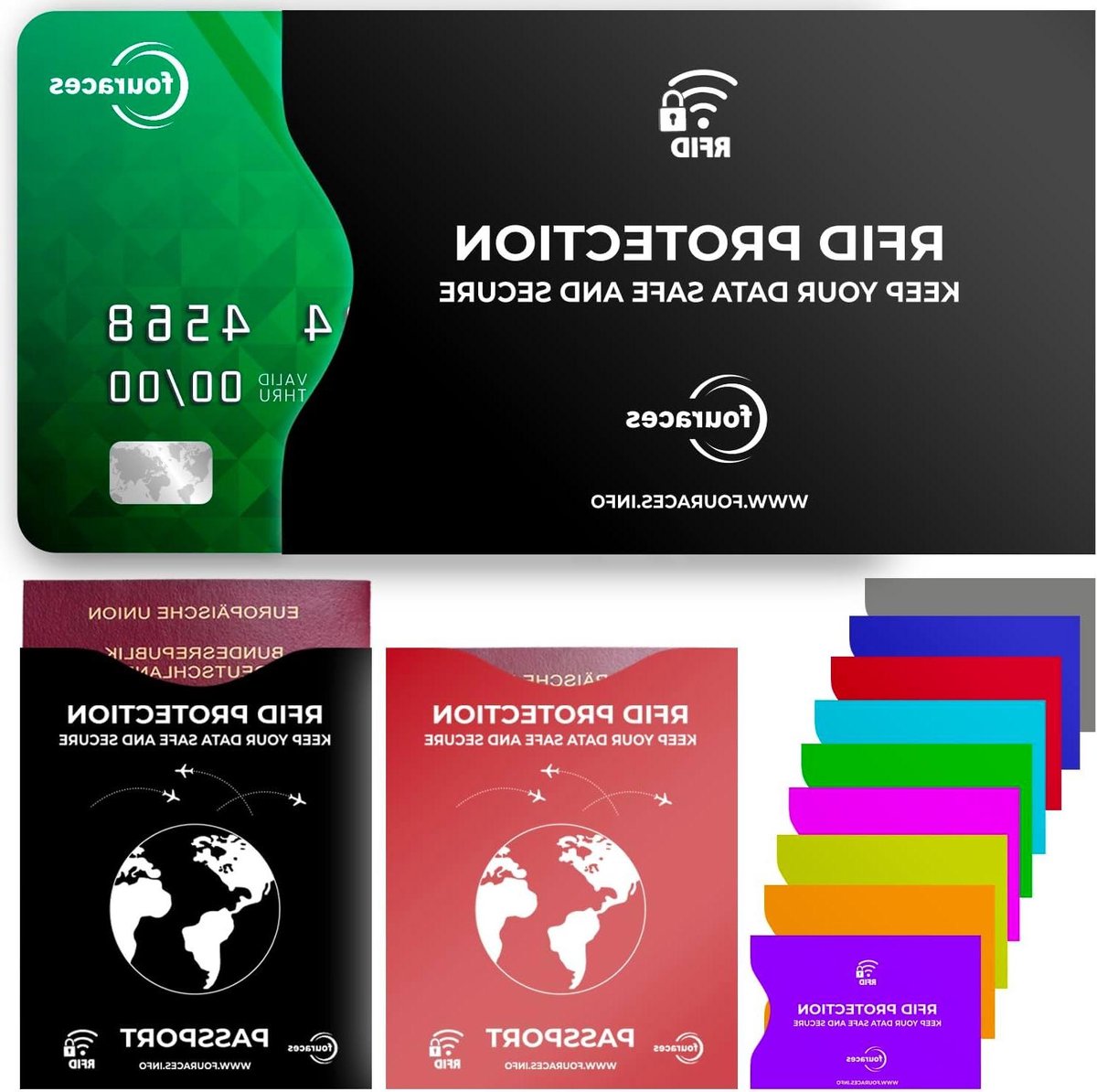 RFID Beschermhoesjes Set - Kaarthoesjes Paspoorthoesjes - Bescherming Data Diefstal - Set van 12 stuks - 8.8 x 5.9 cm