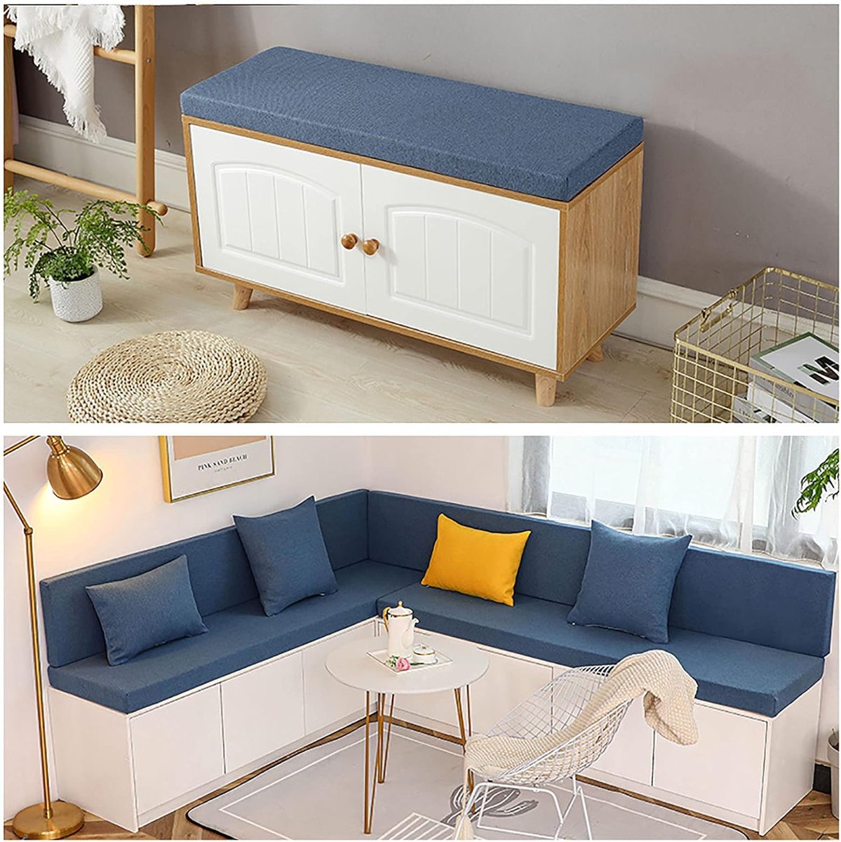 kussen, Tuin Patio Bench Pad Indoor Outdoor Linnen Wasbare Cover Resistant Stof 2 of 3 zits Meubels Swing Seat 3.9" (10cm) Dikke Zit/Bench Pad, Verschillende maten-Donkerblauw 120x40x10cm (47x16x4