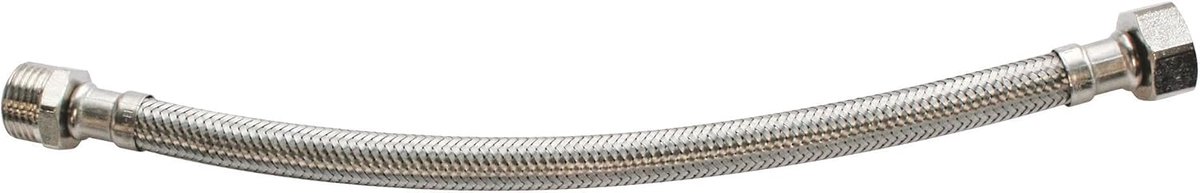 FOR YOU, Sanitaire slang 3/8 inch mannelijk draaimoer 150 mm DN8 – EPDM-slang gevlochten roestvrij staal – duurzame aansluiting, flexibel en waterdicht – ACS-standaard, QB-gecertificeerd