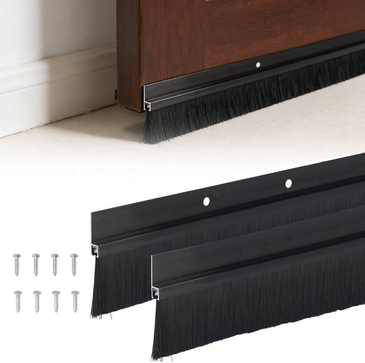 2 stuks borstelafdichting, stripborstel, tochtstopper voor deuren als koude- en insectenbescherming, deurafdichting, deurafdichting voor garagedeur