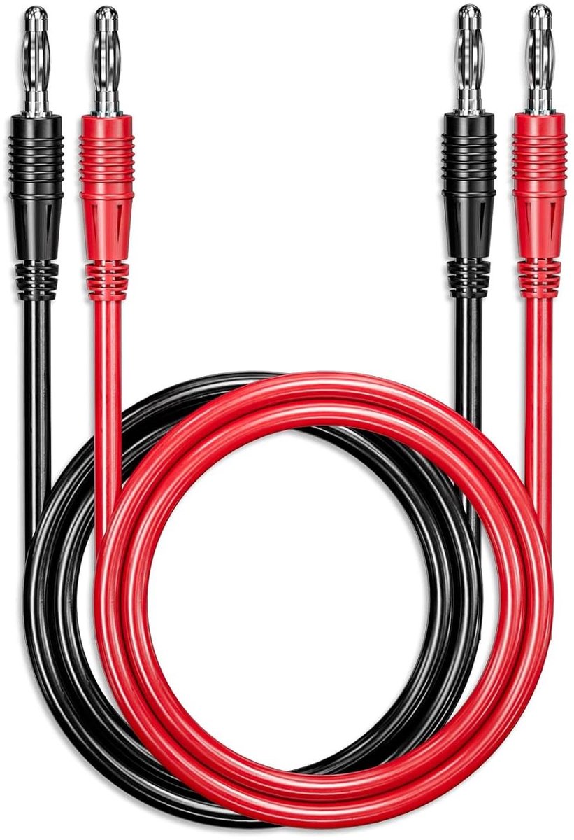 Meetkabels Banaan - Multimeter Kabels - Elektrisch Testen - Flexibele PVC Kabel - 1 meter - Rood en Zwart