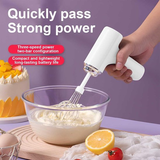 Elektrische Handmixer met 3 Snelheden en USB Opladen - Wit — afbeelding 3