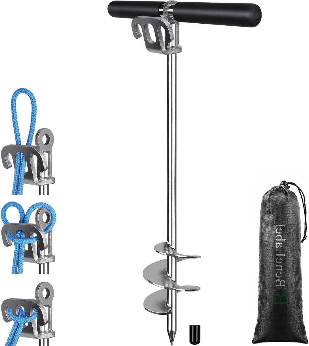 Ankerset Boot - Zandanker Kajak - Water recreatie - Afneembaar handvat - 66 cm - Zwart