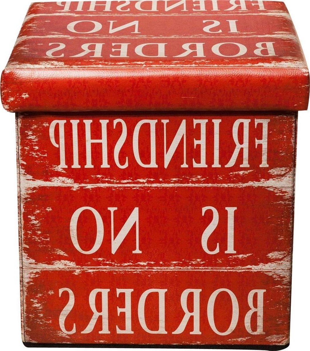 Opvouwbare Poef - Voetenbankje Ottomaan - Opbergen Zitten - MDF Structuur - 32x32x32 cm - Zwart