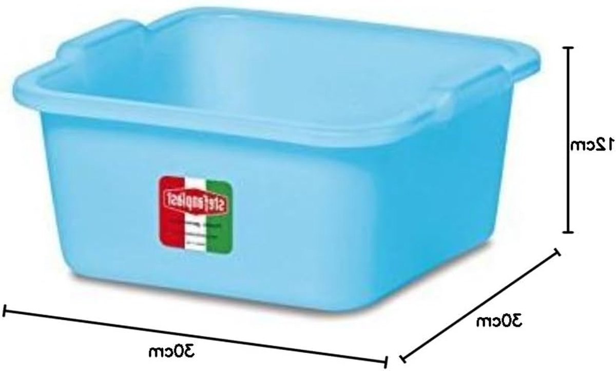 Vierkante Wastafel - Emmer Wasbak - Huishoudelijk Gebruik - Voedselveilig Materiaal - 7 Liter - Lichtblauw