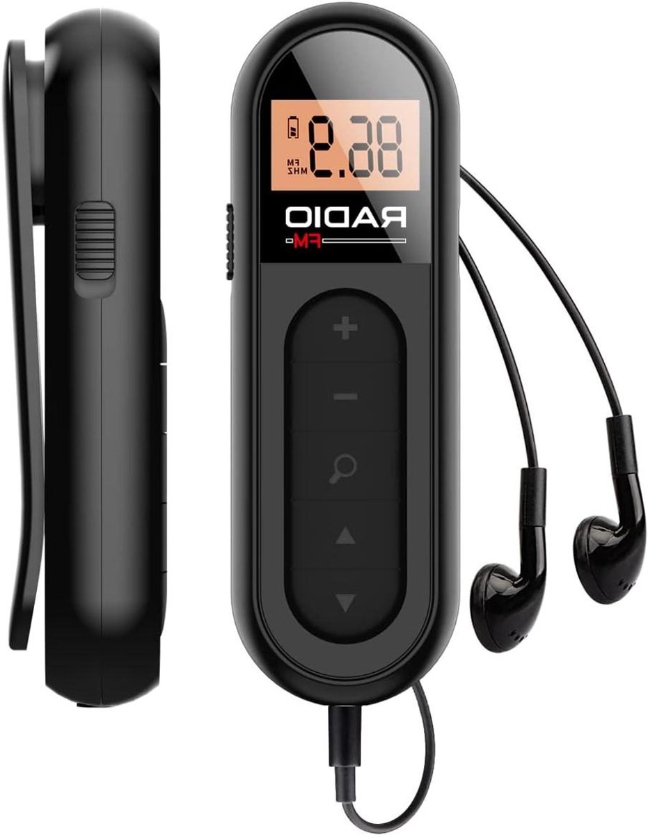 Draagbare FM Radio - Zakradio Transistorradio - Sport en Wandelen - Uitmuntende Ontvangst - 8.5 x 2.8 x 1.9 cm