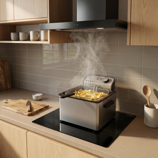 Inventum GF750S Frituurpan - 5L - Max 190 °C - Koude zone - 3000W - Tot 5 personen - Zwart/RVS