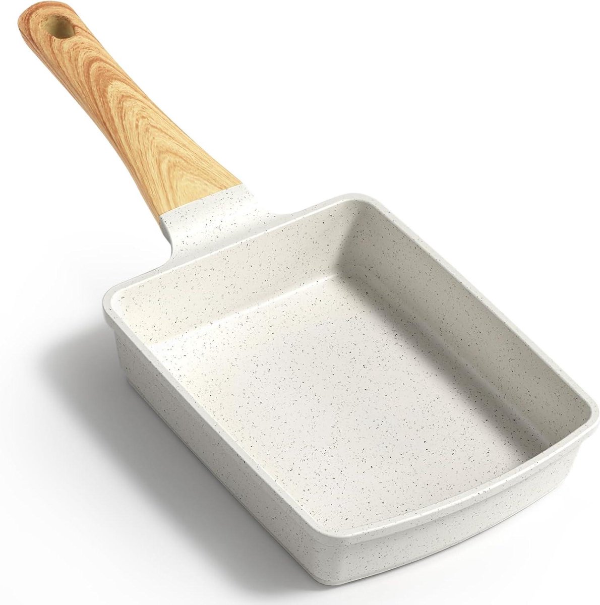 Tamagoyaki Pan - Japanse Omelet Pan - Ontbijt Bakken - Granieten Anti-aanbaklaag - 18 x 13 cm - Wit