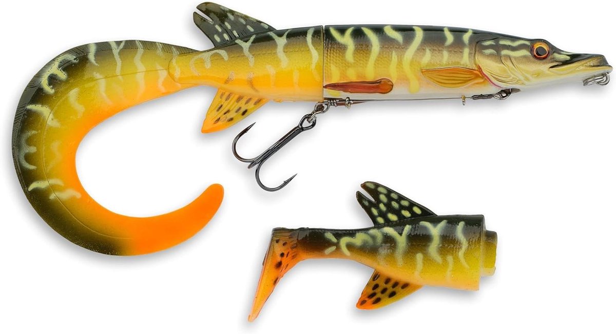 Hybride Snoek Kunstaas - Zacht Plastic Lokaas - Vissen Op Snoek - Realistische Actie - 10 inch - Gele Streep