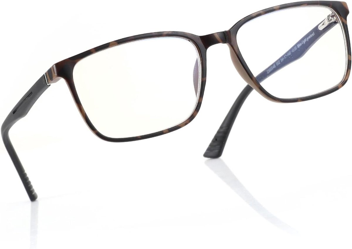 Bril met blauwlichtfilter - Leesbril computerbril - Bescherming tegen blauw licht - Krasbestendige glazen - 54 Millimeter - Zwart schildpad