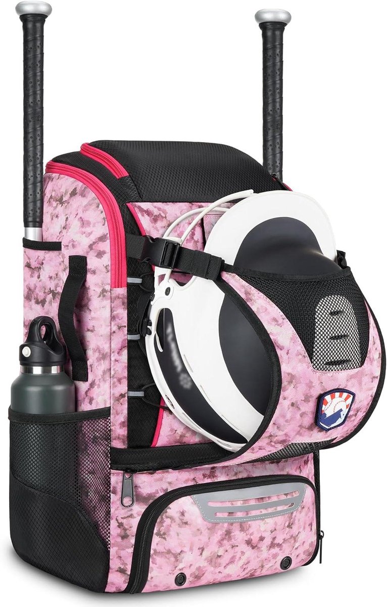 Baseball Tas - Softball Rugzak - Sportuitrusting Vervoeren - Grote Capaciteit - Houdt 2 Bats Vast - Roze Blauw