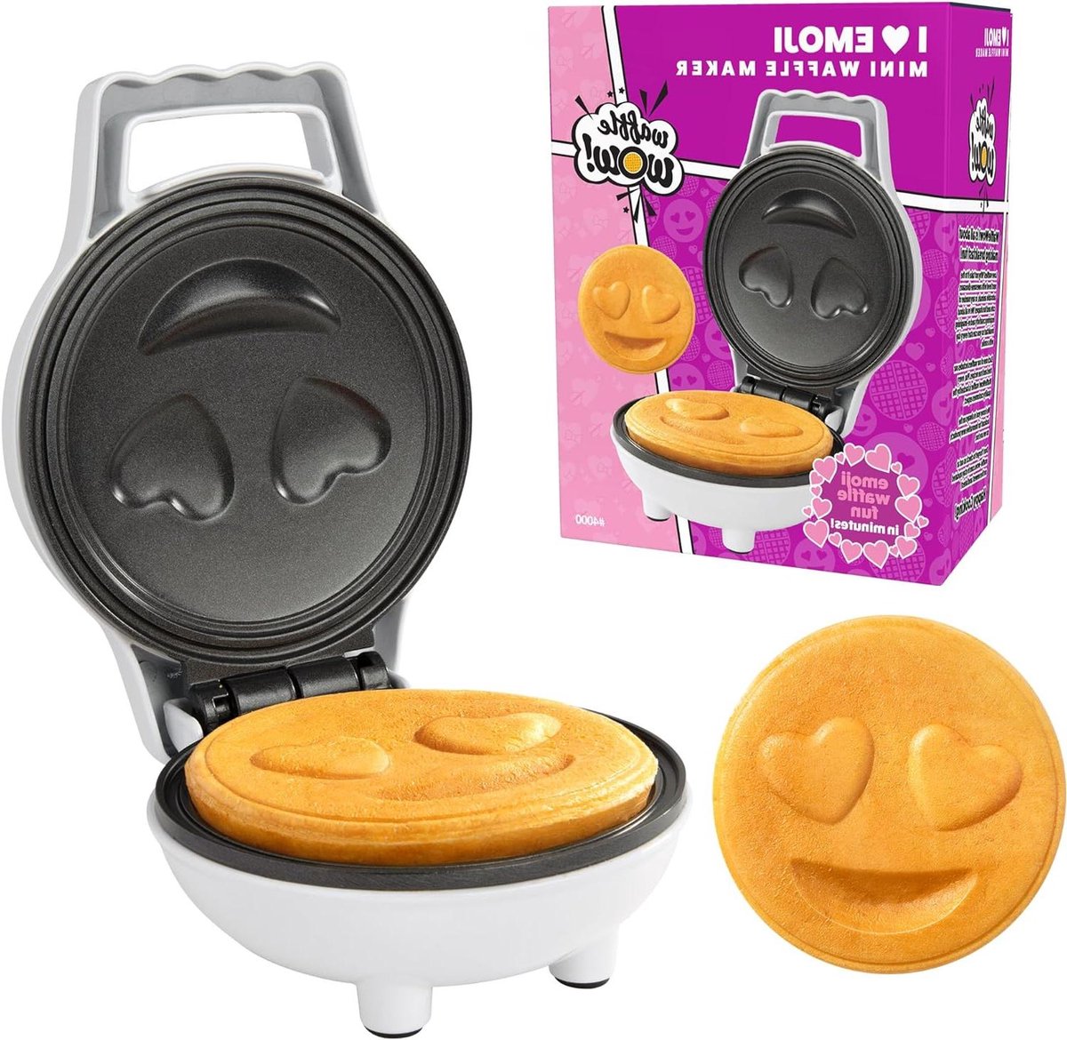 Mini Wafelijzer - Wafelmaker Pannenkoek - Ontbijt Maken - Grappig Emoji Design - 10 cm - Emoji Hart