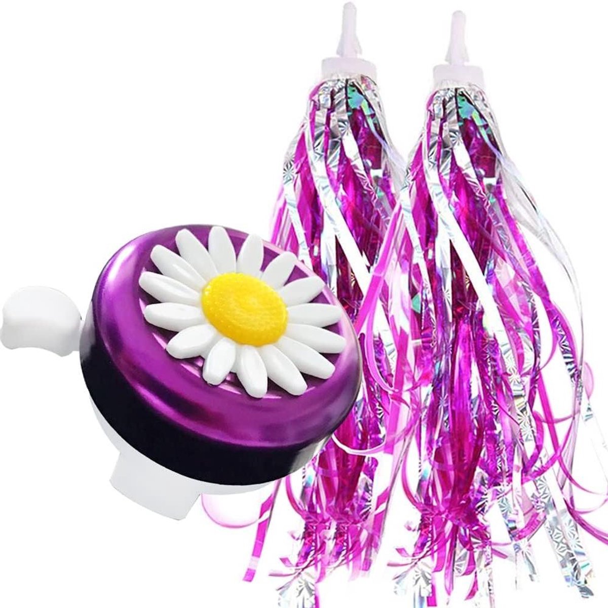 Fietsdecoratie Set Kinderen - Fietsaccessoires Kinderen - Fiets Versieren - Luid en Helder - 1 Pak Fietsbel 2 Streamers