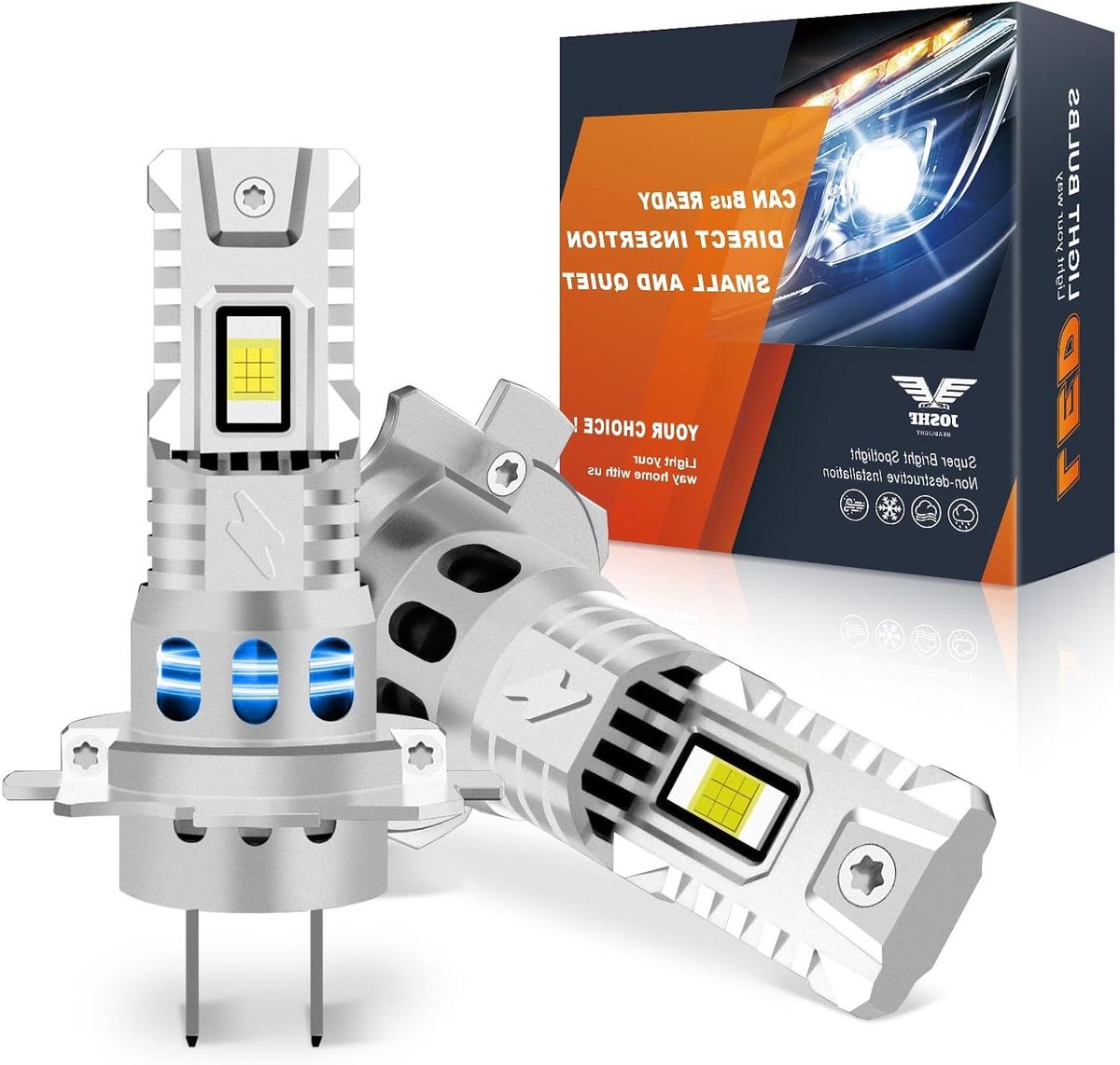 H7 LED Koplamp Lamp - Autolampen Xenon Wit - Veilige Verlichting - Perfect Lichtpatroon - 30000LM 6500K - Wit