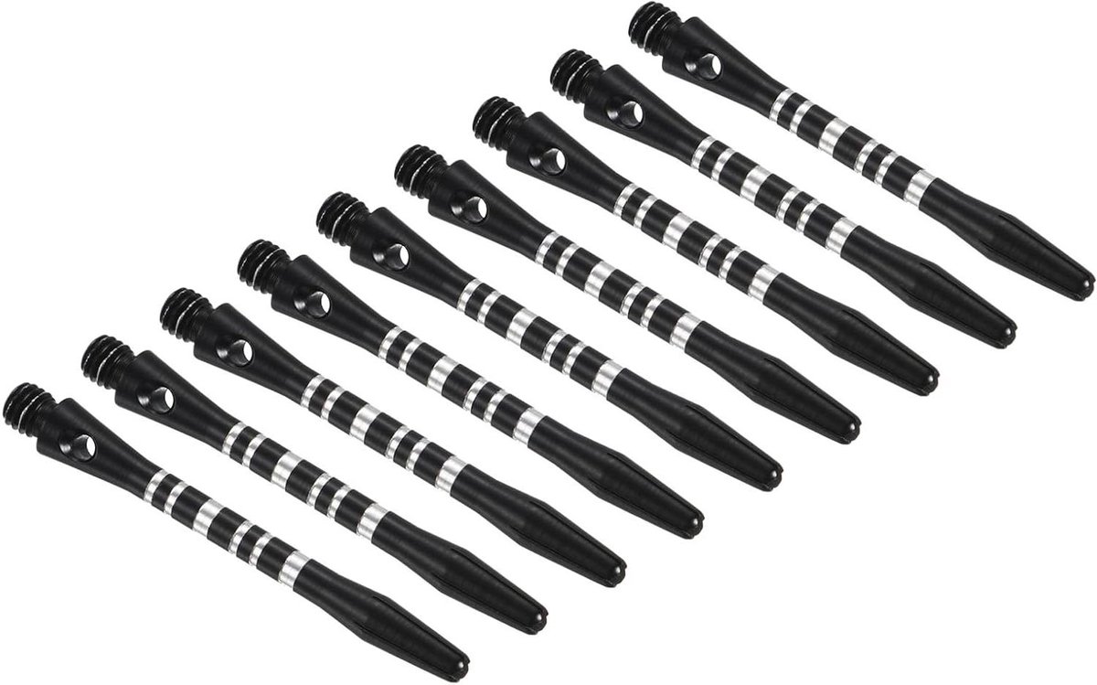 Dart Shafts - Dart Stems - Darts Spelen - Medium Lengte - 9 Stuks - Zilver Zwart