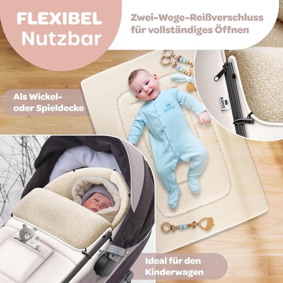 Babyvoetenzak - Winterzak - Warmte in kinderwagen - Universeel en waterafstotend - 95 cm - Beige — afbeelding 5