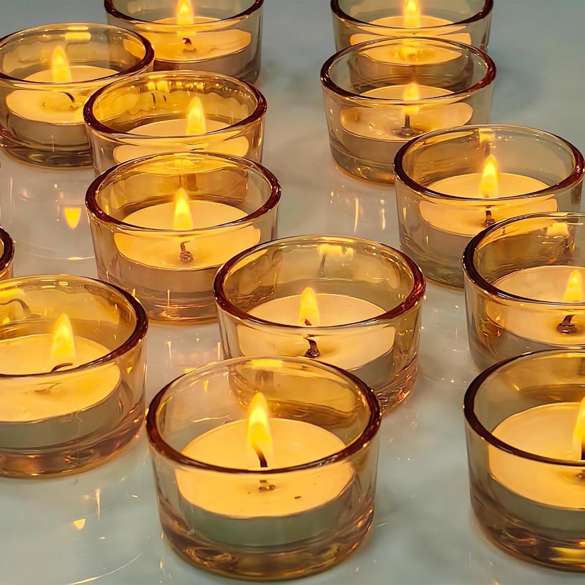 Theelichthouders Glas - Kandelaars Goud - Sfeer Creëren - Gegalvaniseerde Coating - 30 Stuks - Goud