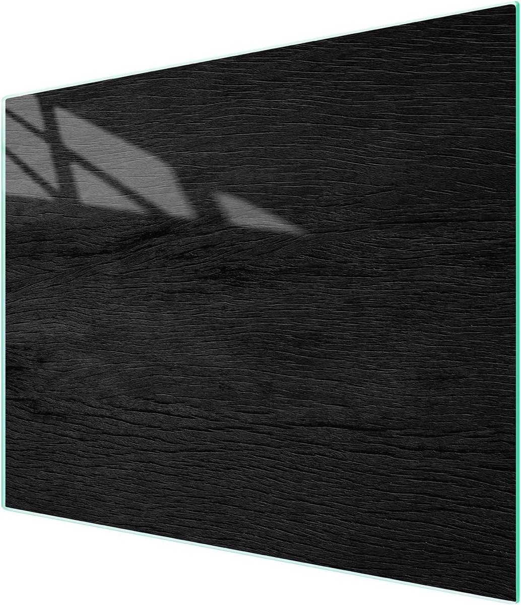Glazen Snijplank - Spatplaat Kookplaat - Keukenwerkblad Beschermen - Gehard Glas - 52 x 30 cm - Zwart