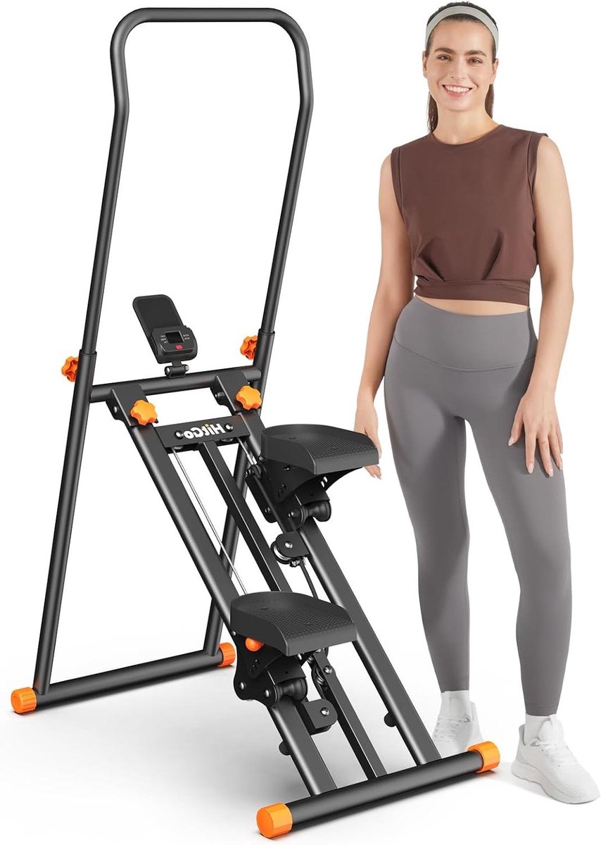 Opvouwbare Trapstepper - Verticale Klimmer - Full Body Training - Stabiele Driehoek - 300 lbs Capaciteit - Zwart