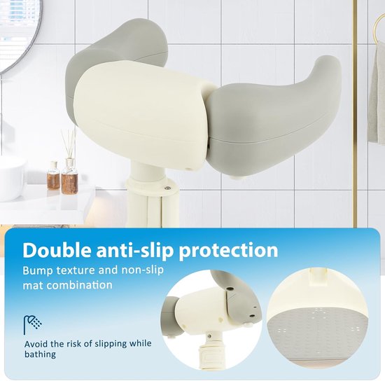 Babydouche Standaard - Badondersteuning Kind - Veilig Baden - 4-traps Verstelbaar - 44-54 cm Hoog - Grijs — afbeelding 4