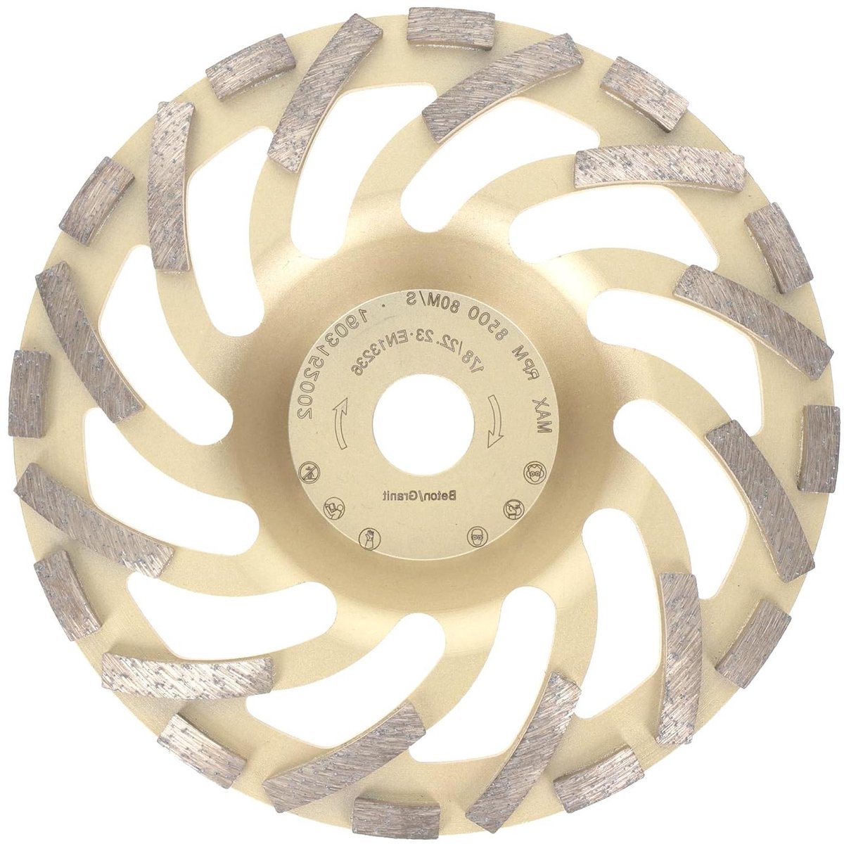 Diamant Slijpschijf - Betonschijf Turbo - Beton Slijpen - Hoge Materiaalafname - 180 mm x 222 mm - Grijs