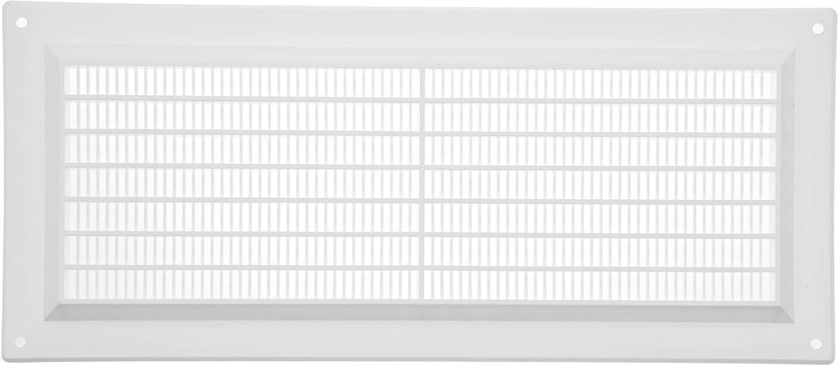 Ventilatierooster Rechthoekig - Wandafdekking Rooster - Luchtstroom Verbeteren - Met Insectengaas - 130 x 300 mm - Wit