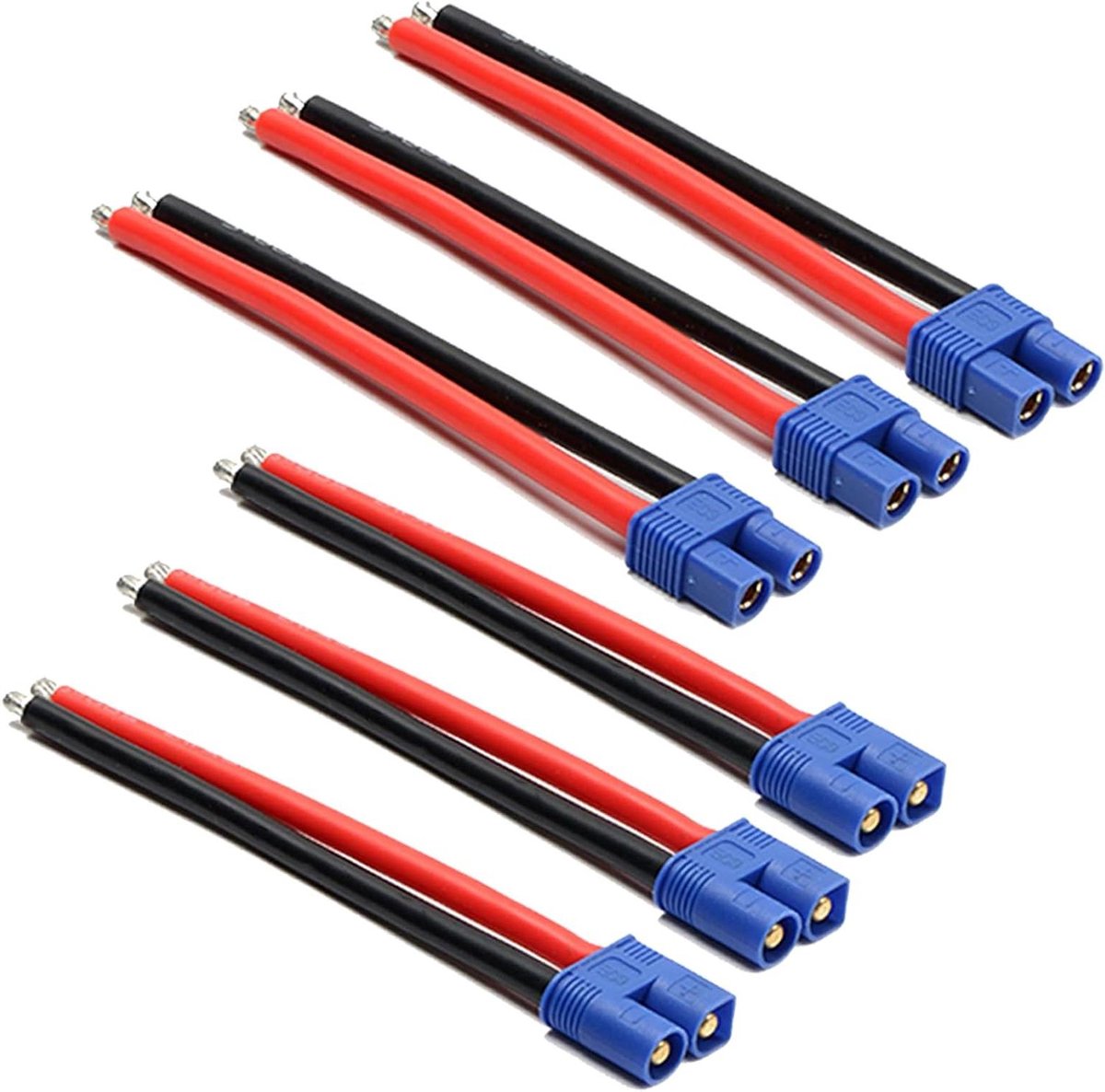EC3 Connectoren - Adapter Kabels - RC Voertuigen - 14AWG Siliconen Draad - 15cm Lengte - Zwart