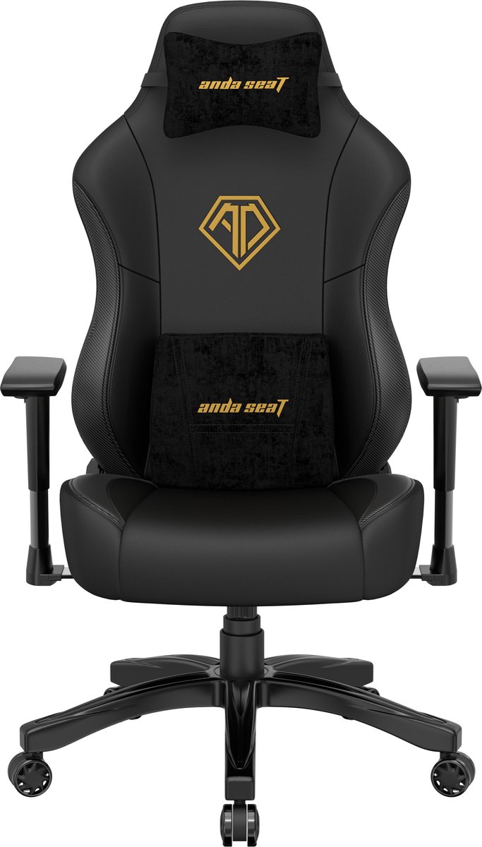 Andaseat Phantom 3 Black - Gold Gaming stoel - ultieme gamestoel - ergonomische bureaustoel - schommelfunctie tot 160° - verbreed zitkussen - goede ondersteuning van onderrug - zwart/goud
