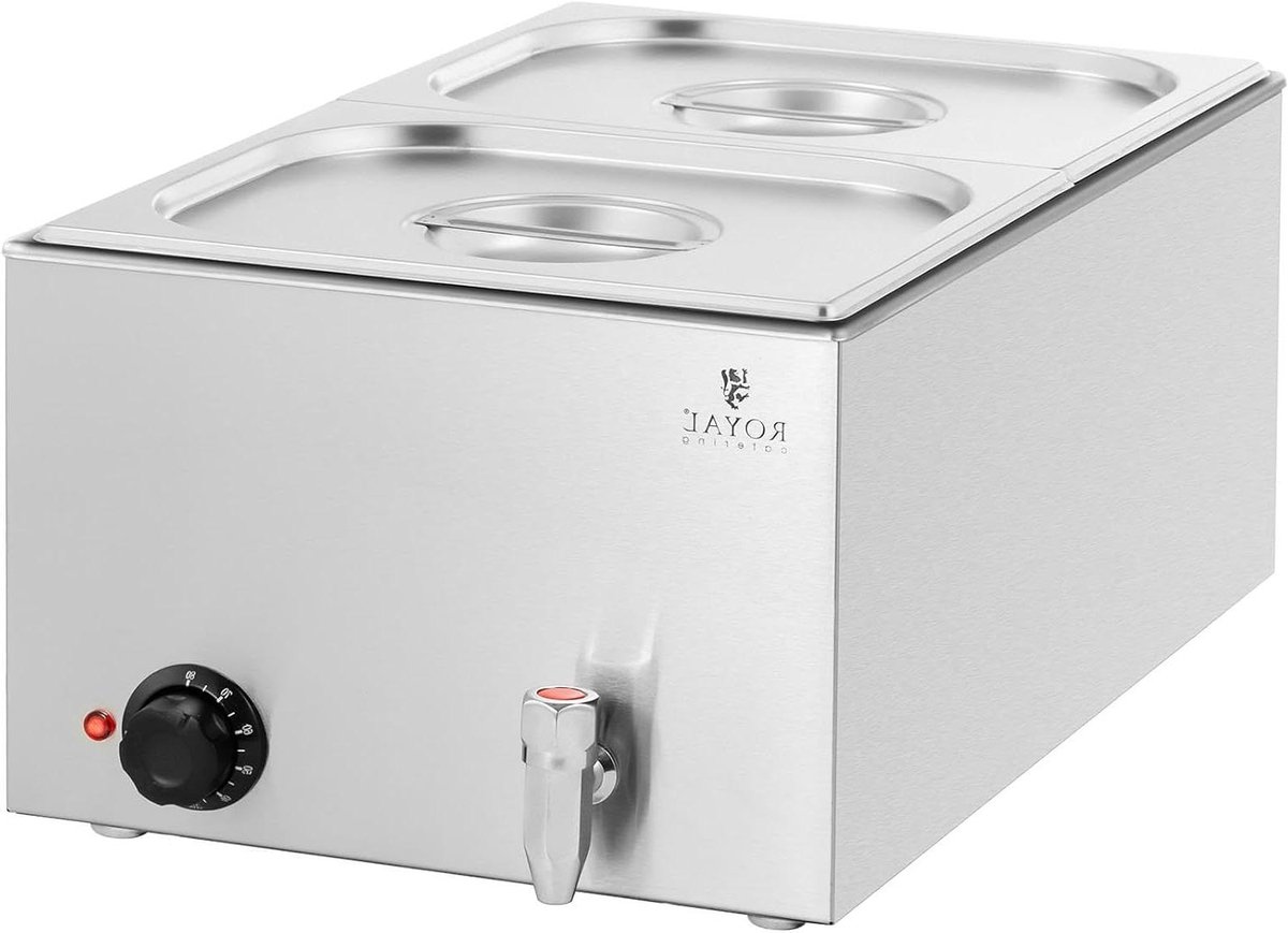 Voedselverwarmer Bain Marie - Warmhoudapparaat Waterbad - Buffetten Warm Houden - Met Afvoerkraan - 2x GN 1/2 - Zilver