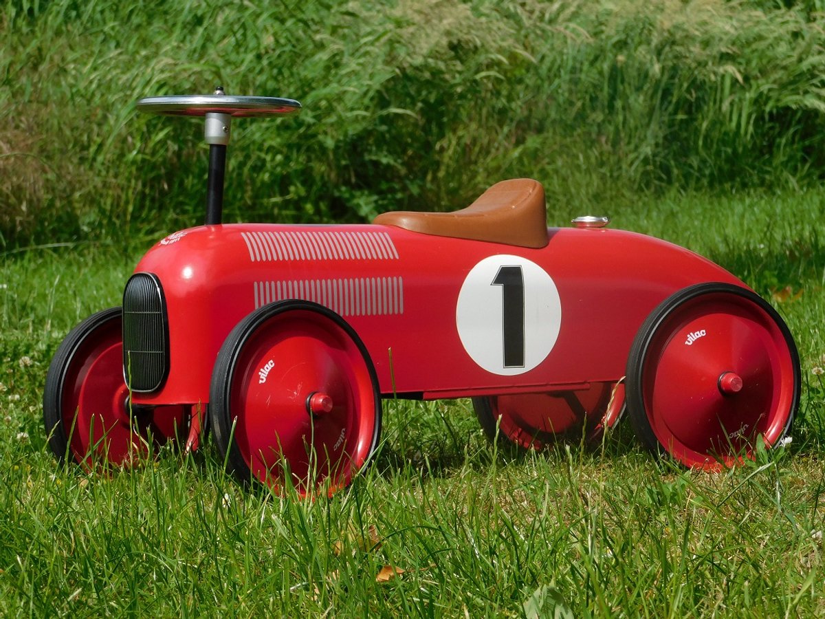 Vintage Auto - Rood - 76 x 40 cm - Metaal