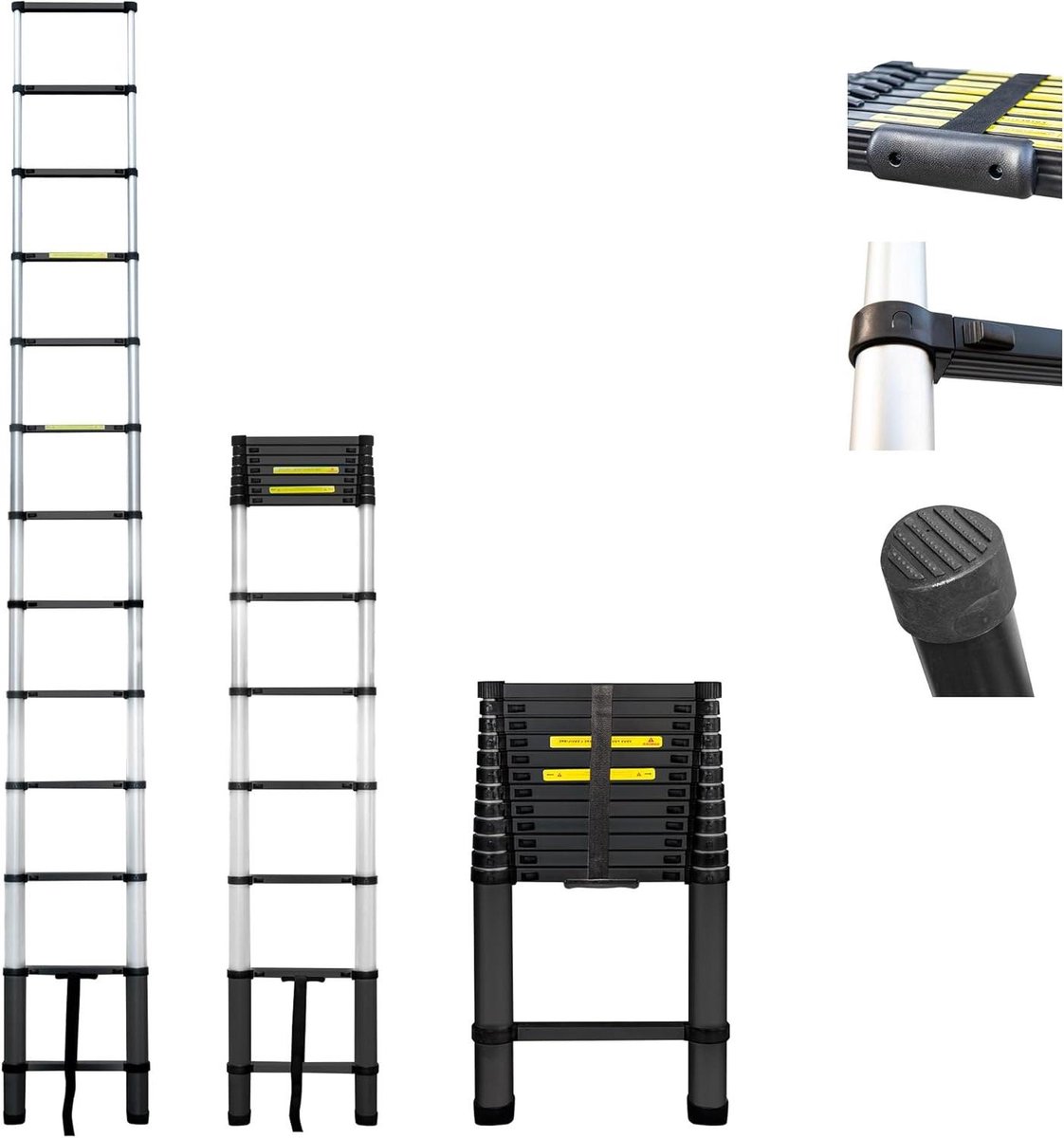 Telescopische Ladder - Opvouwbare Klimhulp - Veilig Klussen - Professioneel Gebruik - 3.8 Meter - Aluminium