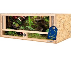 Houten Terrarium - Reptielenverblijf Knaagdierkooi - Huisdieren Houden - Ingebouwde Hygrometer - 100x50x40cm - Houtkleur