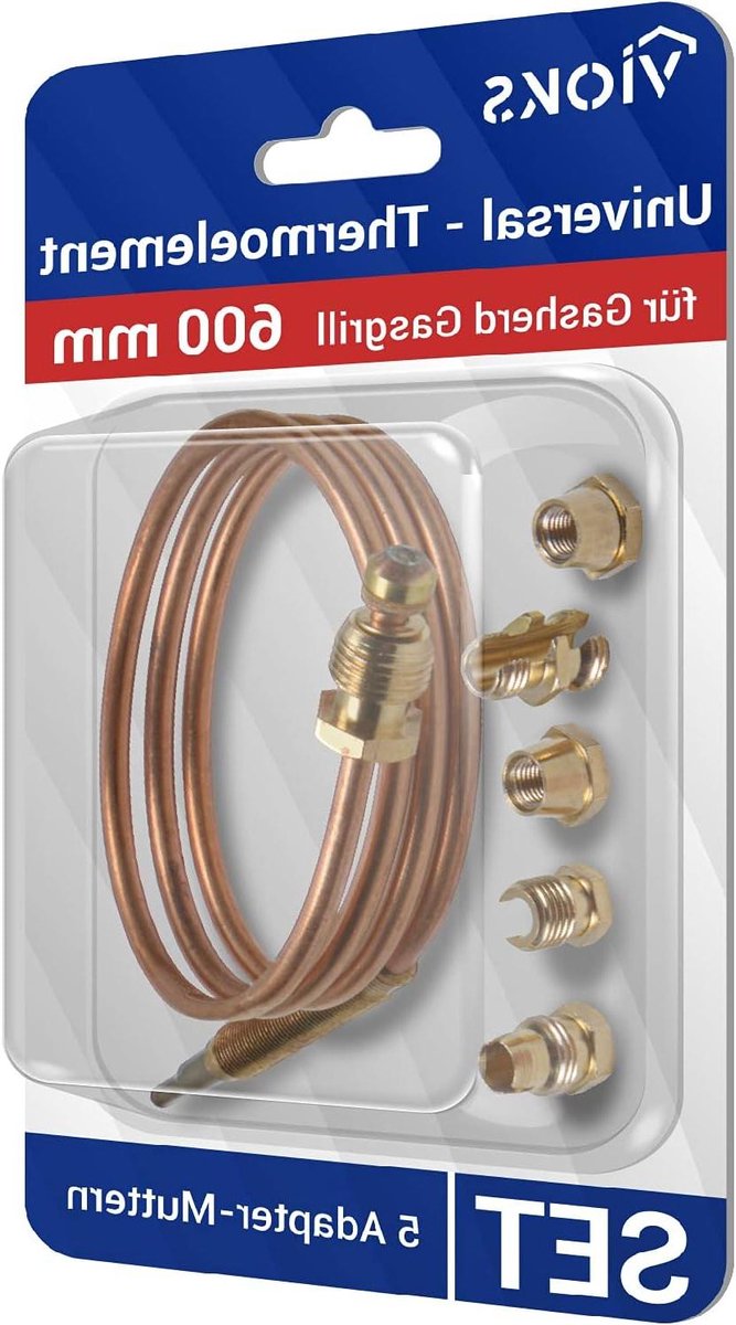Gas thermoelement - Warmtestraler beveiliging - Temperatuur meting - Universele adapter - 600 mm - Zilver