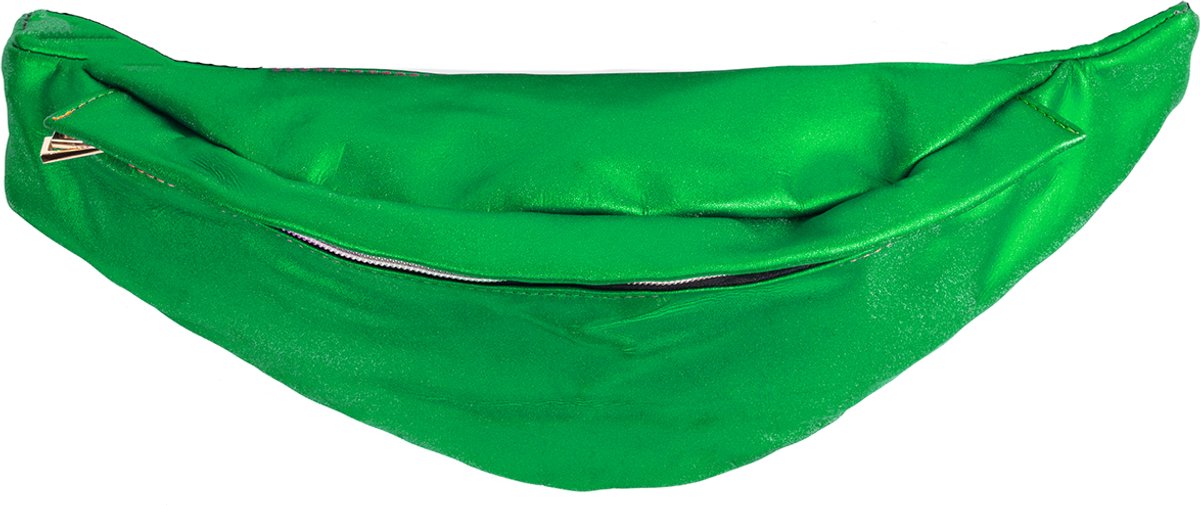 KIMU® Heuptasje Groen Rond - Metallic Fanny Pack met Achtervak - Crossbody Tasje Heuptas Groene Tas Festival