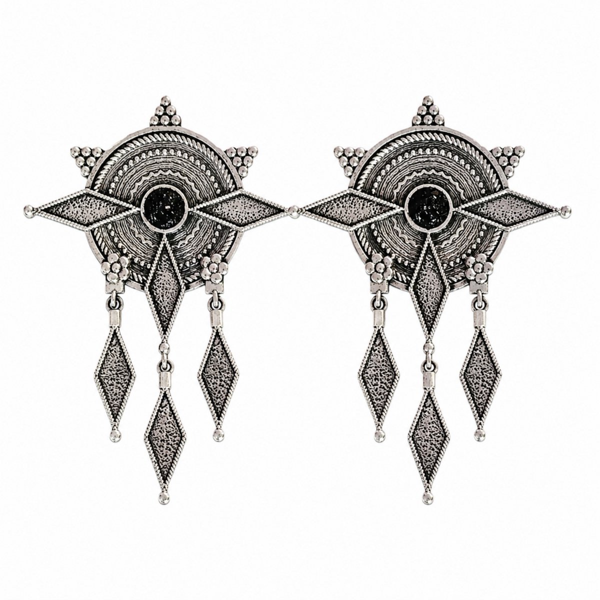 HAYAN Ancient Light Damesoorbellen van 925 zilver met carborundum